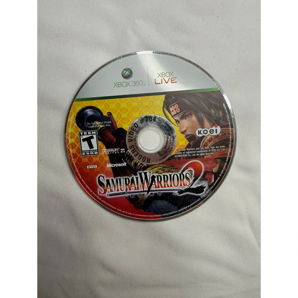 Samurai Warriors 2 Microsoft Xbox 360 Game Disc Only Koei Action Hack and Slash